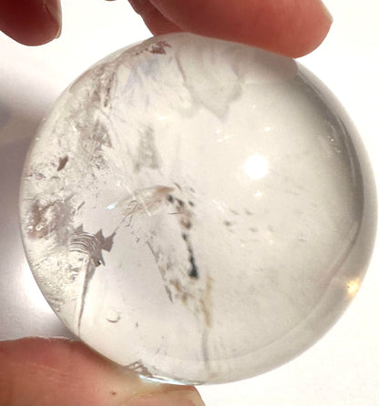 Brazilian Lemurian Quartz Rainbow Sphere with Wooden Stand – 46 mm #SP7909
