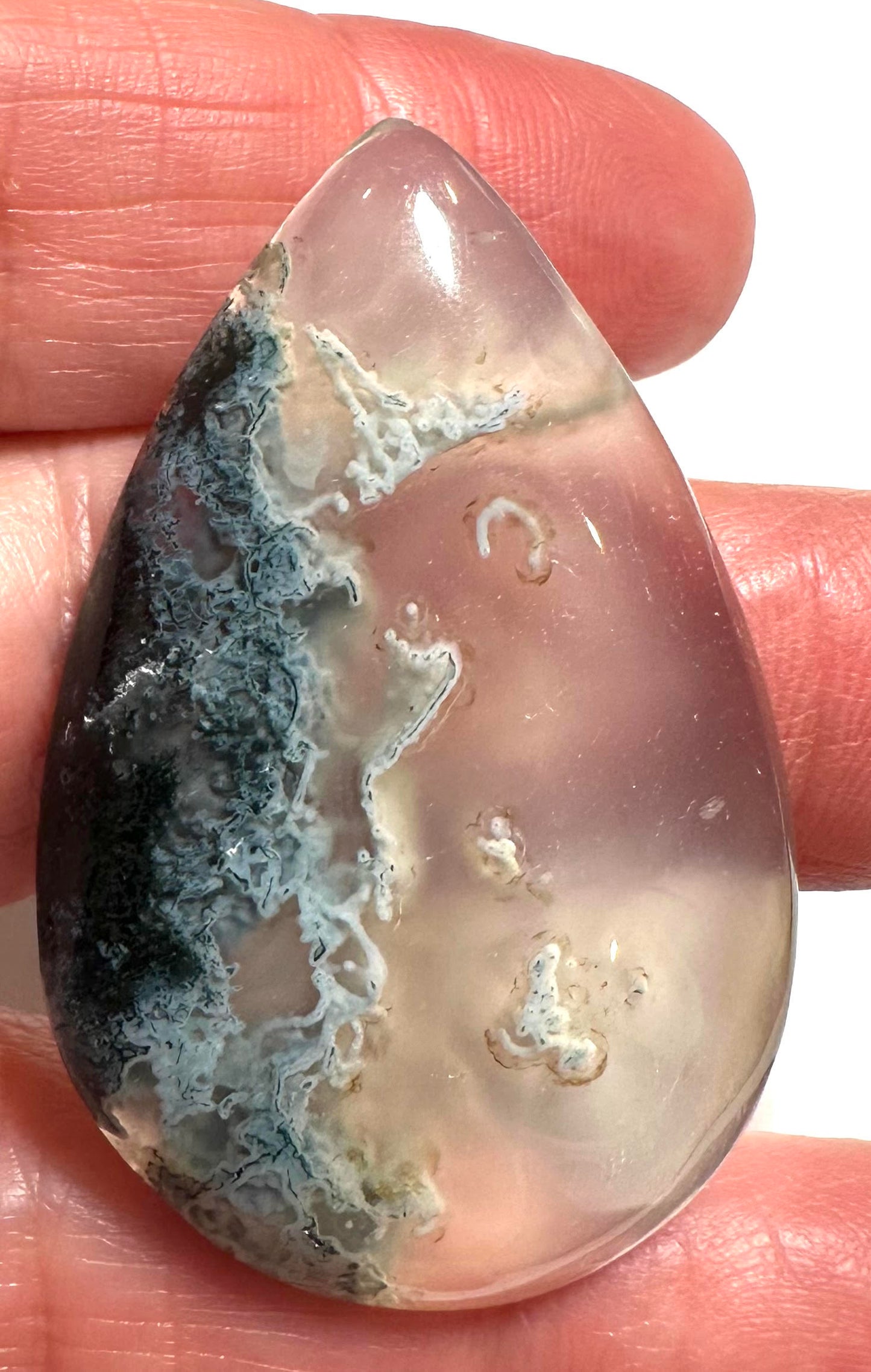 Moss Agate Teardrop Cabochons – #SP7831 A-D