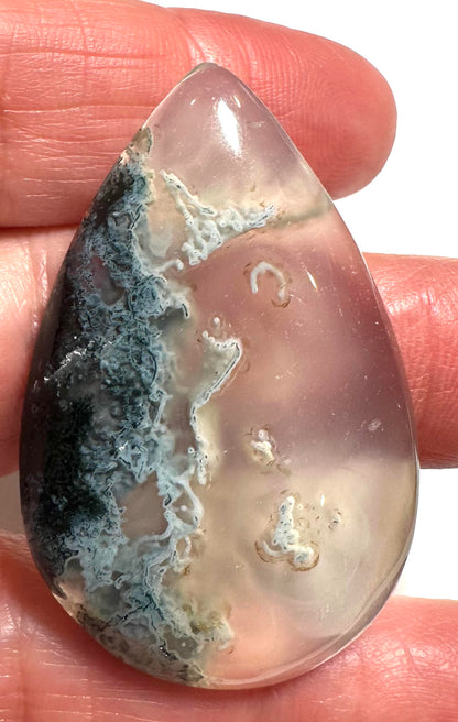 Moss Agate Teardrop Cabochons – #SP7831 A-D