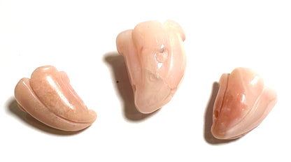 Pink Opal Carved Tulip Flower Bead Trio – One of a Kind – SP759