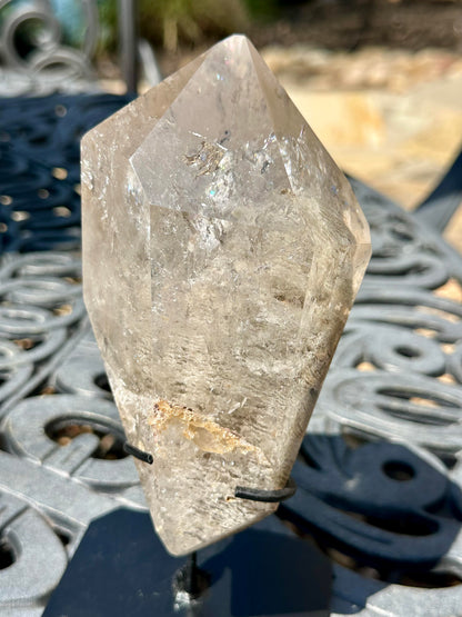 Thousand Layer Lodolite Garden Quartz Statement Crystal with Stand #NC7945
