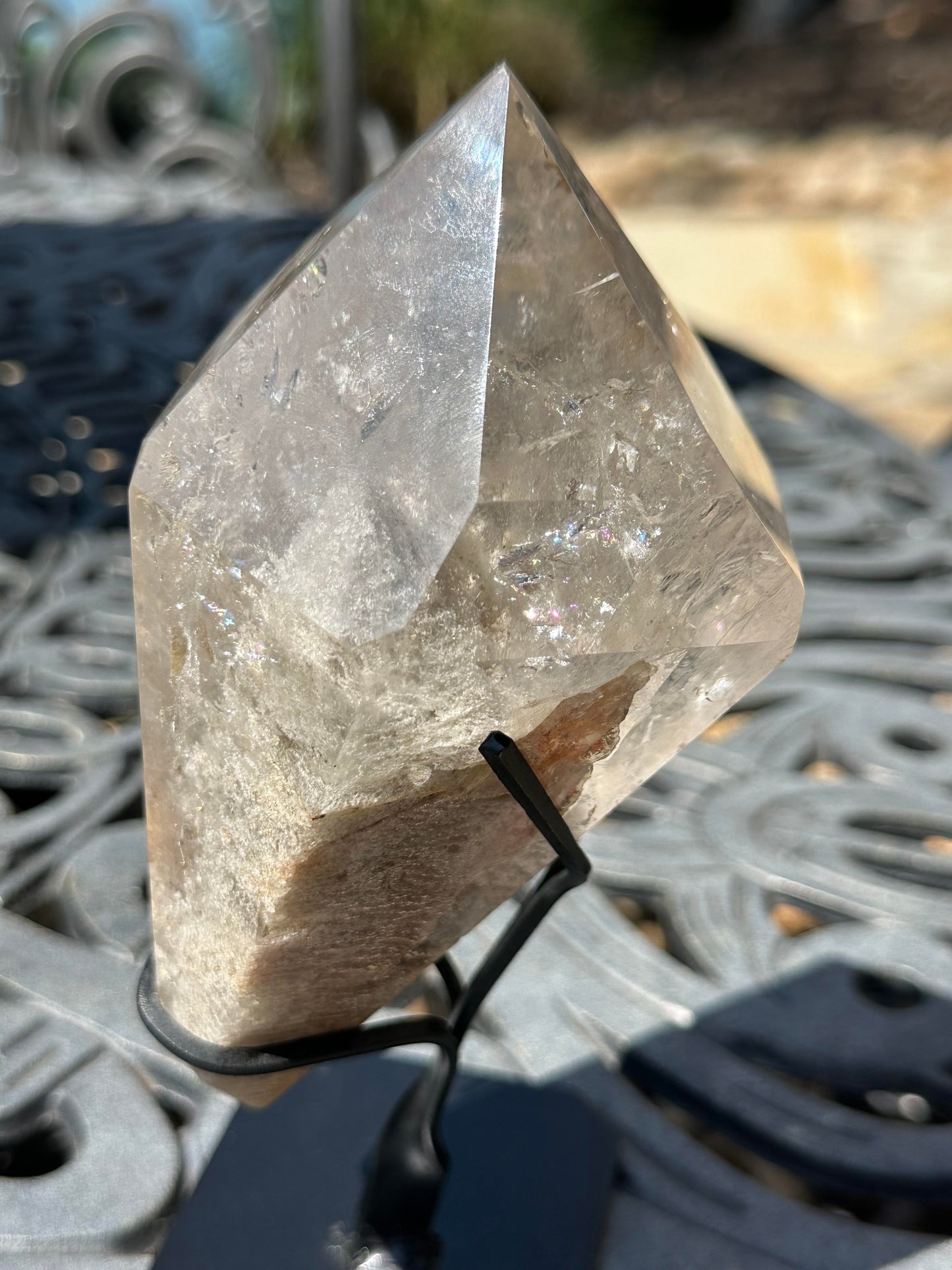 Thousand Layer Lodolite Garden Quartz Statement Crystal with Stand #NC7945