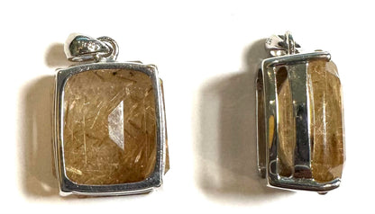 Faceted Golden Rutilated Quartz Pendant – A+ Grade (Brazil) 15x18mm - SP7814