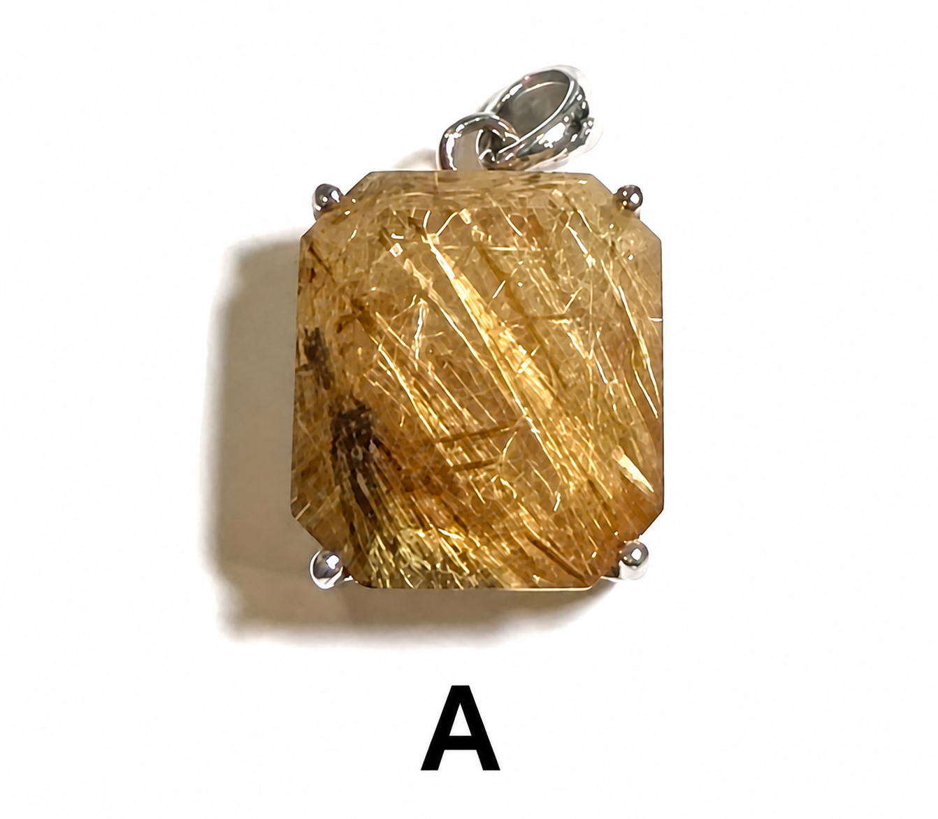 Faceted Golden Rutilated Quartz Pendant – A+ Grade (Brazil) 15x18mm - SP7814