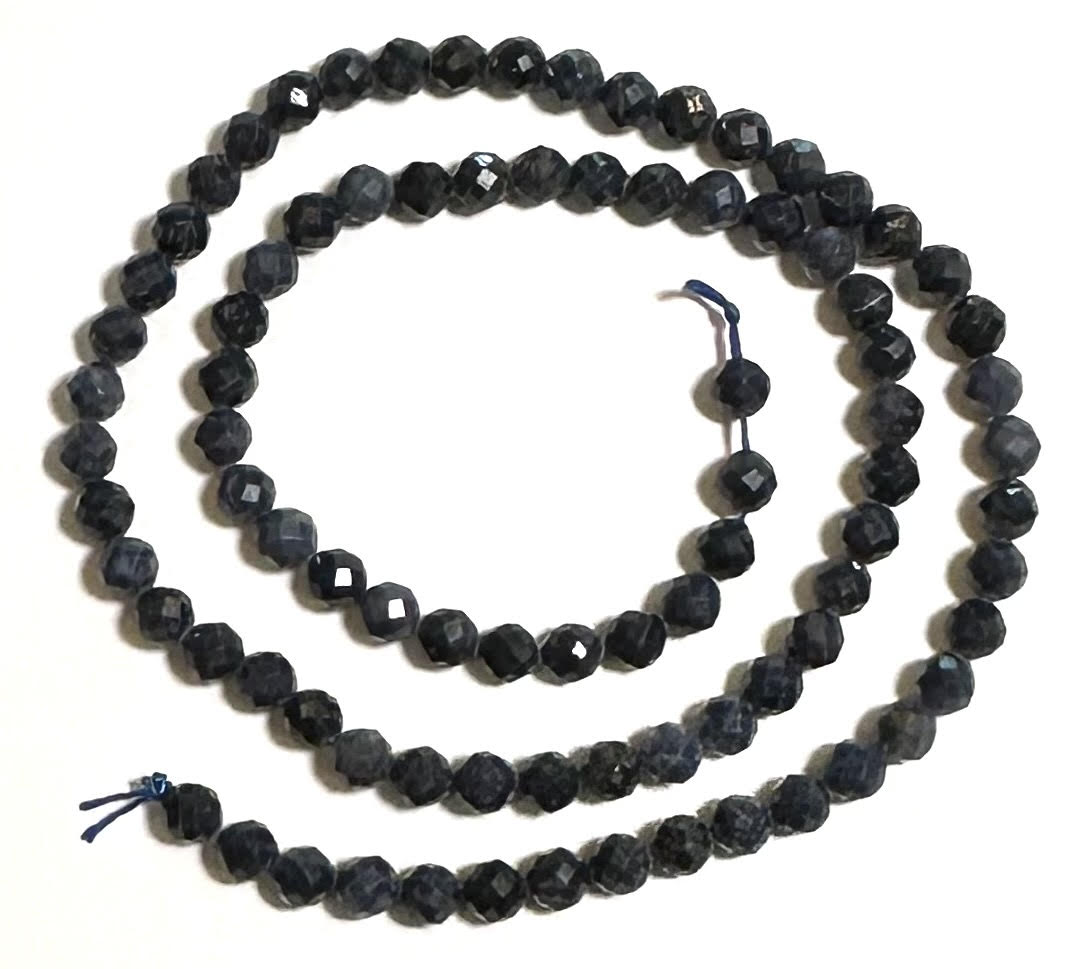 Micro Diamond Faceted Natural Sapphire Bead Strand (5mm) - SP7899