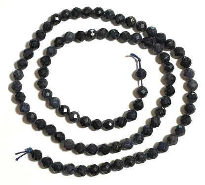 Micro Diamond Faceted Natural Sapphire Bead Strand (5mm) - SP7899