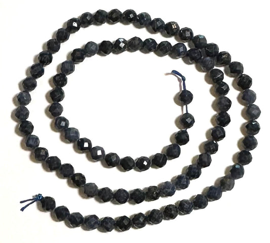 Micro Diamond Faceted Natural Sapphire Bead Strand (5mm) - SP7899