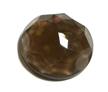 A-Grade Smoky Quartz Faceted Cabochon – 20mm Round- #18142