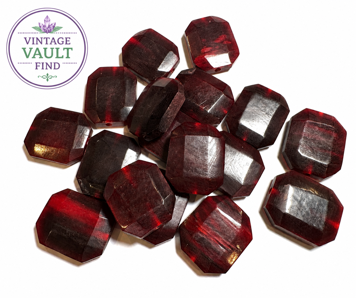 Vintage Large Faceted Horn Beads – 20 x 26mm #VB7913
