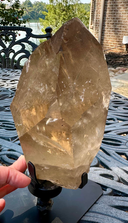 Giant 2.2 kg Natural Elestial Citrine Crystal with Rainbows and Self Healing from Brazil 9 Inches Tall #NC7955