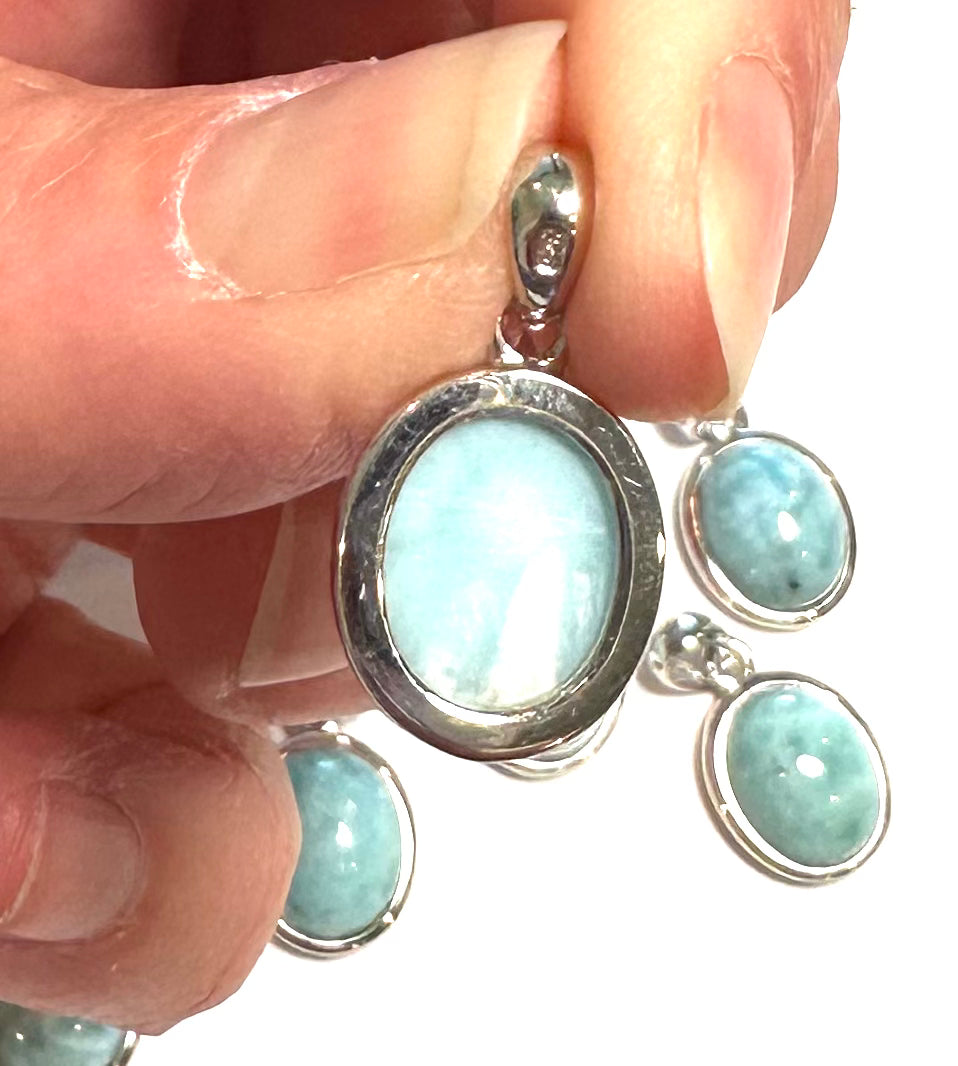 Larimar and Sterling Pendant 10 x 12mm SP7715