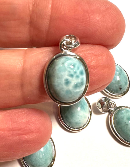 Larimar and Sterling Pendant 10 x 12mm SP7715
