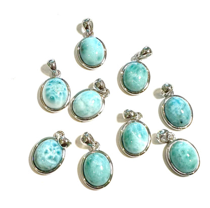 Larimar and Sterling Pendant 10 x 12mm SP7715