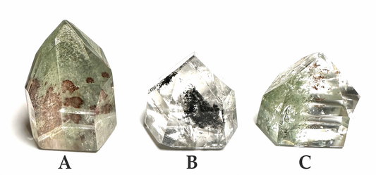Green Lodolite Quartz Towers (Garden Quartz) – Brazilian Scenic Quartz Points | NC7808 A–C