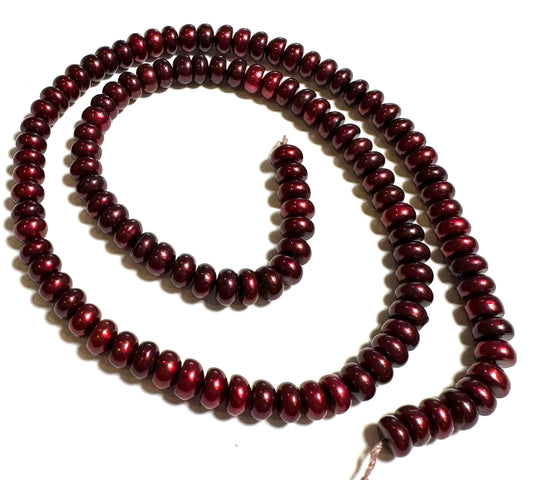 Garnet Color Freshwater Pearl Beads – 6mm Center Drilled Pearls – PB7855