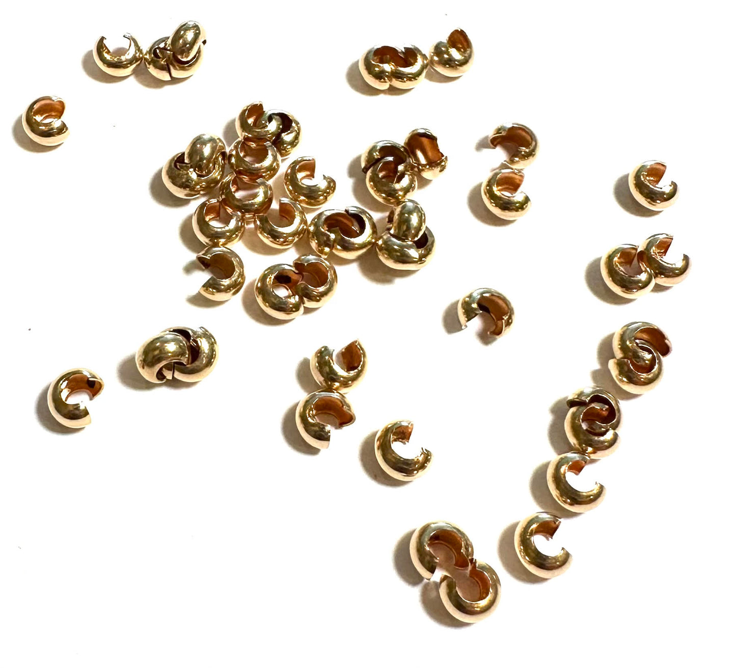 Gold-Filled 3.2mm Crimp Covers (48 Pieces) – Item #3577
