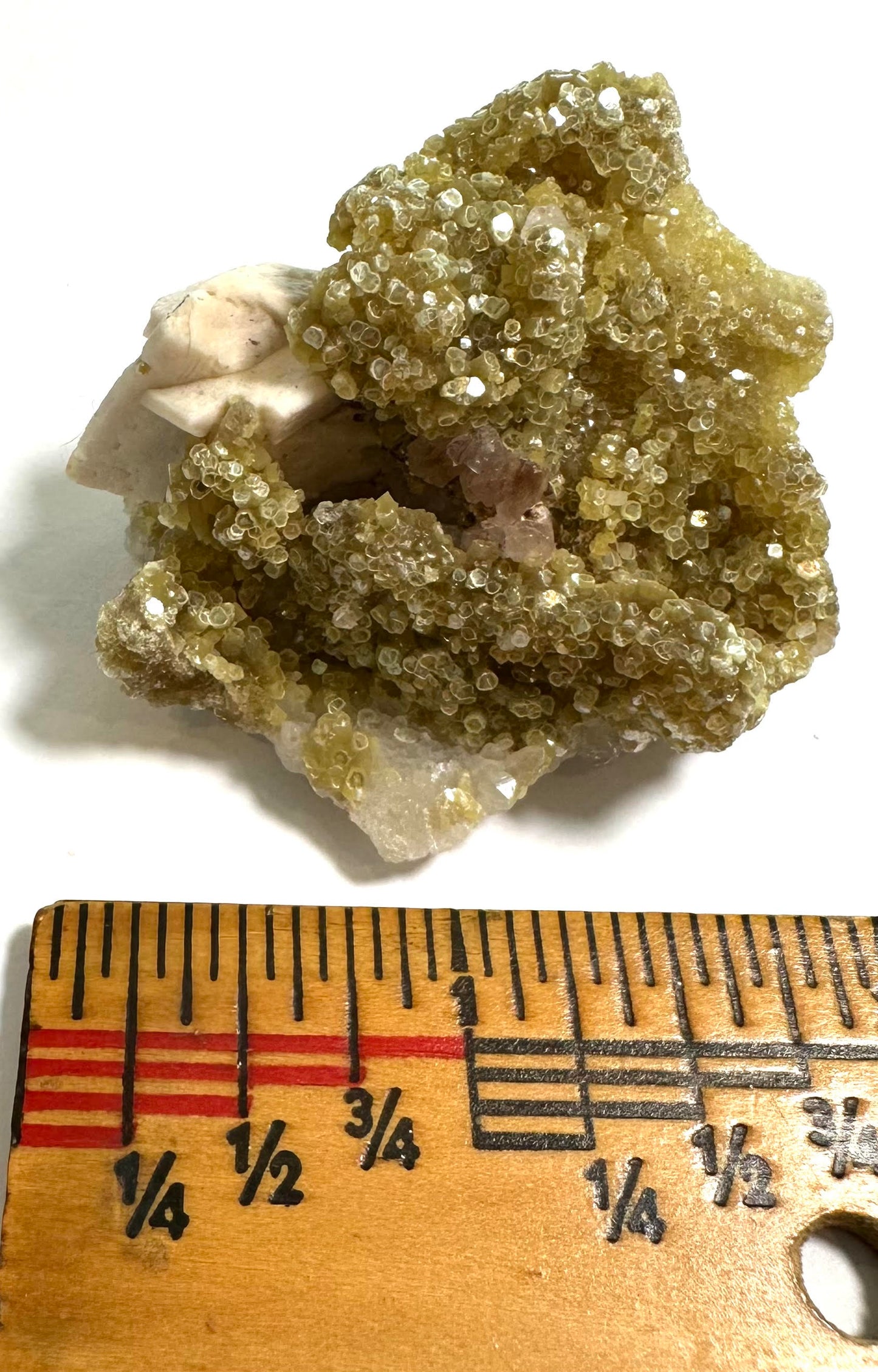 Golden Druzy Quartz with Albite Feldspar, Barite & Amethyst 2" - #NC7922