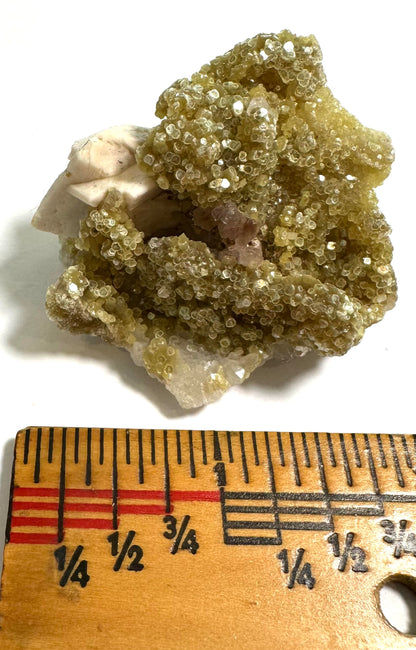 Golden Druzy Quartz with Albite Feldspar, Barite & Amethyst 2" - #NC7922