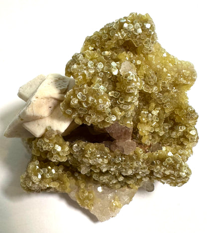 Golden Druzy Quartz with Albite Feldspar, Barite & Amethyst 2" - #NC7922