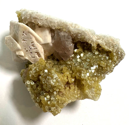 Golden Druzy Quartz with Albite Feldspar, Barite & Amethyst 2" - #NC7922