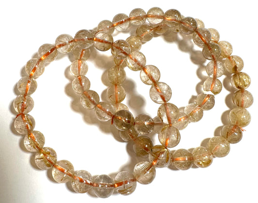 Golden Rutilated Quartz Mala Bracelet – 8mm – Limited Quantity – SP7888