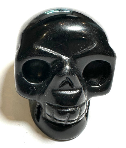 Hand Carved Polished Shungite Skull 1 1/4" x 1 3/4" x 1 5/8" #NC7937