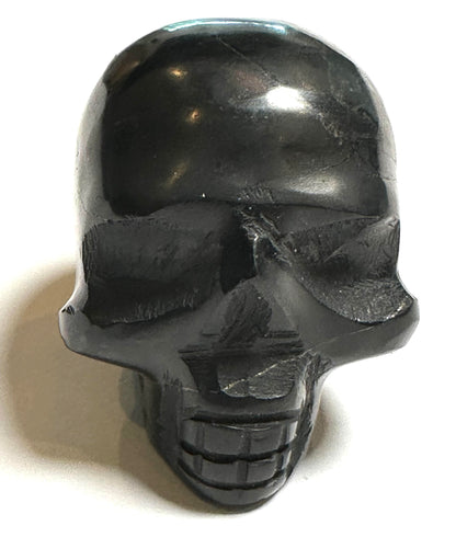 Hand Carved Polished Shungite Skull 1 1/4" x 1 1/2" x 1 1/4" #NC7936