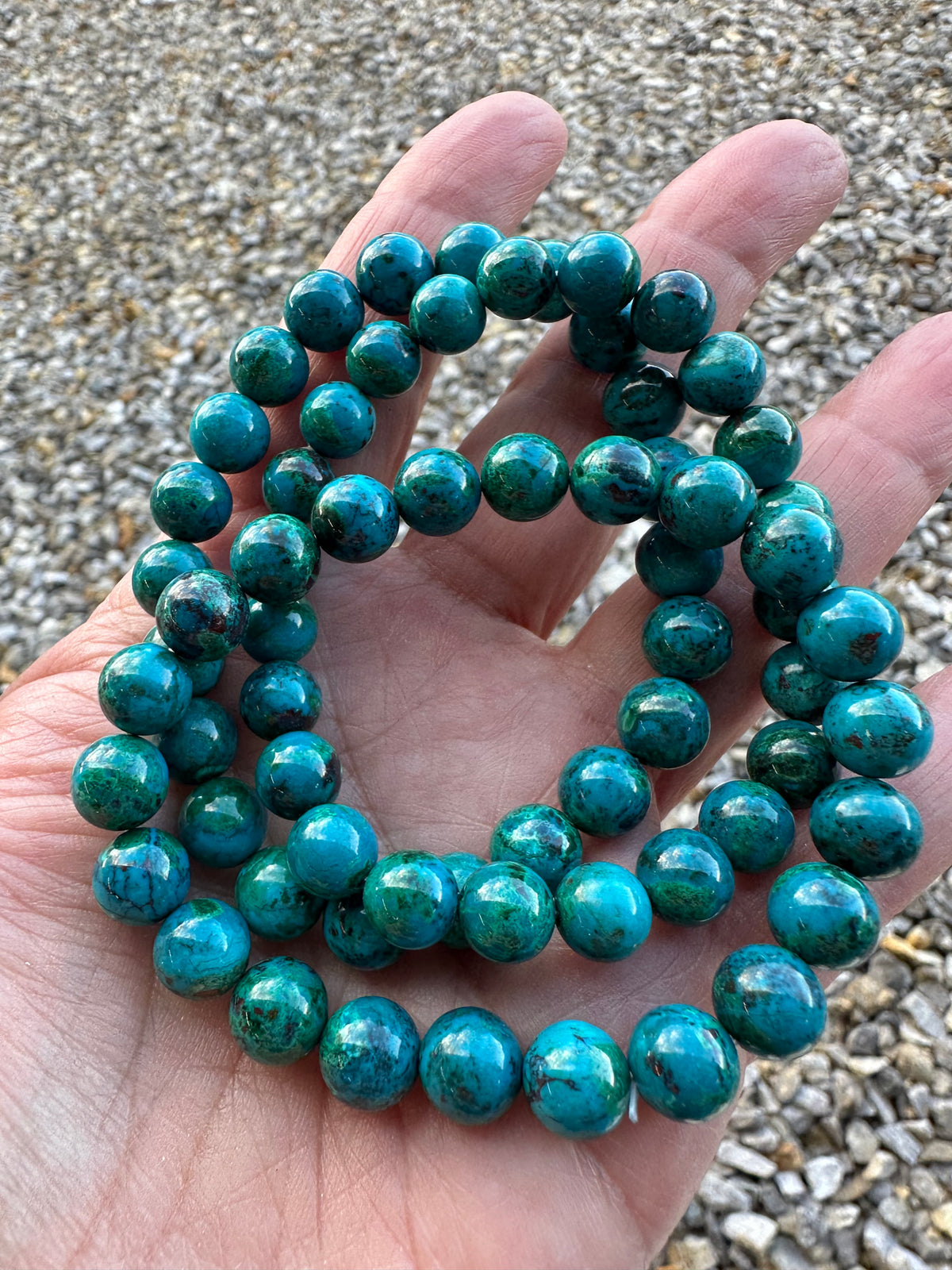 High-Grade Peruvian Chrysocolla 8mm Bead Bracelet #MALA34