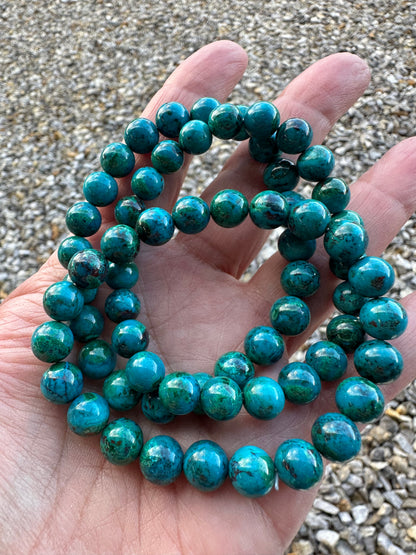 High-Grade Peruvian Chrysocolla 8mm Bead Bracelet #MALA34