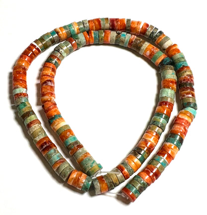 Hubei Turquoise & Spiny Oyster Heishi Beads 6½mm SP7948