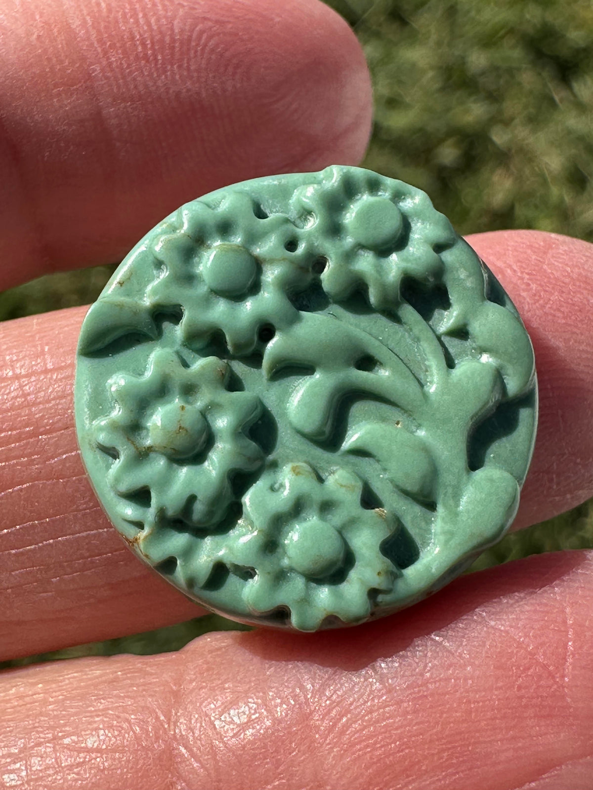 Hubei Turquoise Carved Cabochon 31mm #CAB7941
