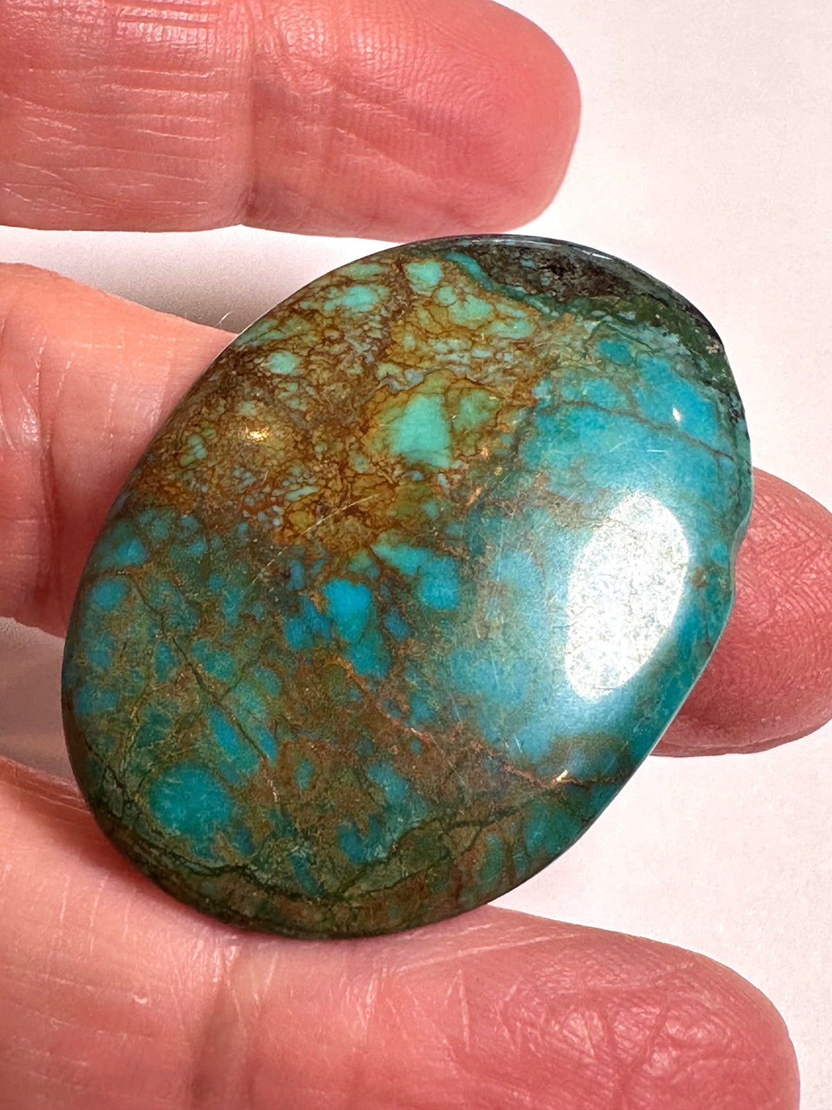 Hubei Turquoise Oval Freeform Cabochon 29 x 40mm #CAB8004