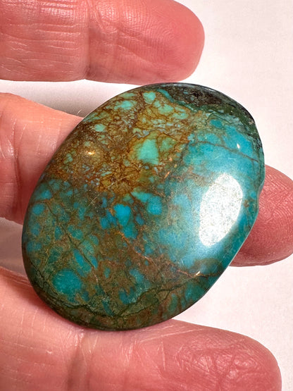 Hubei Turquoise Oval Freeform Cabochon 29 x 40mm #CAB8004