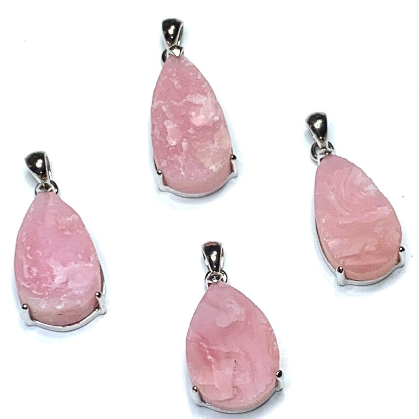 Pink Opal and Sterling Silver Teardrop Pendants-A Grade-22 x 12mm Avg. (P3334)