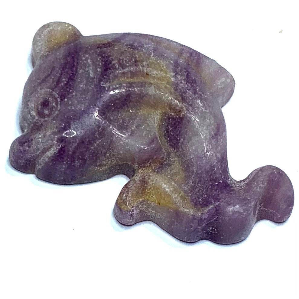 One of Kind Carved Purple Fluorite Dolphin Cabochon-50 x 38mm (CAB4617)
