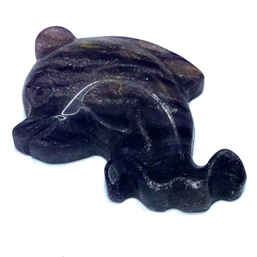 One of a Kind Carved Purple Fluorite Dolphin Cabochon-50 x 38 x 11mm (CAB4619)
