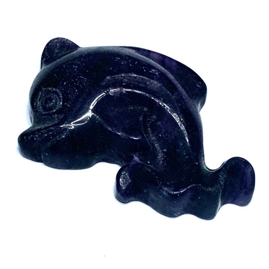 One of a Kind Carved Purple Fluorite Dolphin Cabochon-49 x 37 x 10mm (CAB4621)