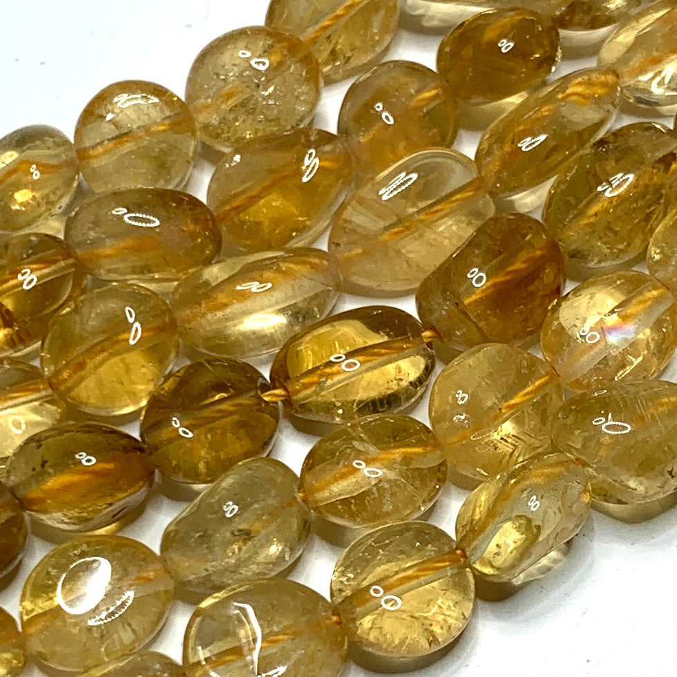 Highly Polished Citrine Tumbled Nugget Beads-10mm Avg. (SP3351)