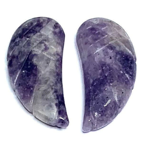 One of a Kind Carved Lepidolite Angel Wing Pendant Pair-37 x 16mm (SP4664)