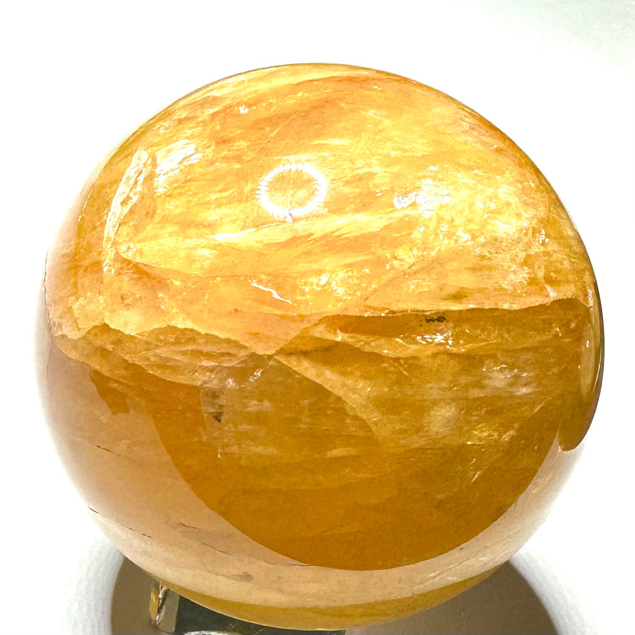 One of a Kind Golden Healer with Rainbow Inclusions Stone Sphere-2 3/4" (NC6076)