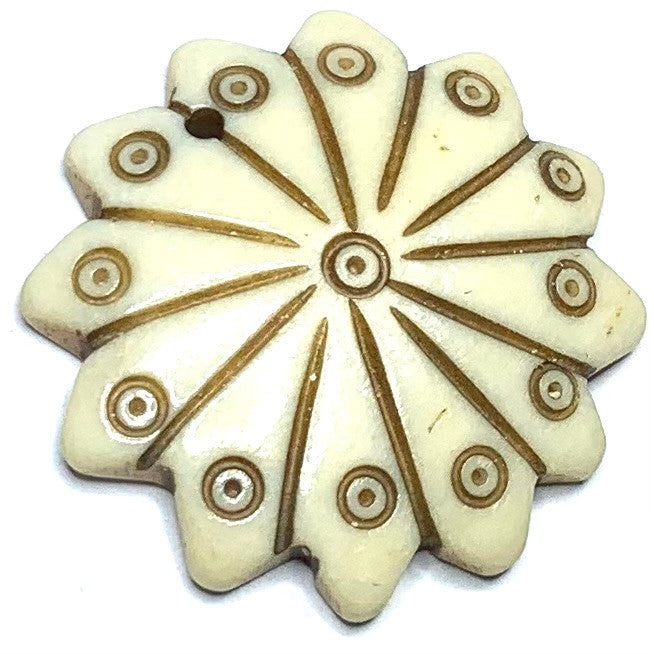 Vintage Hand Carved Bone Flower Pendants-28mm Avg. (SP4724)