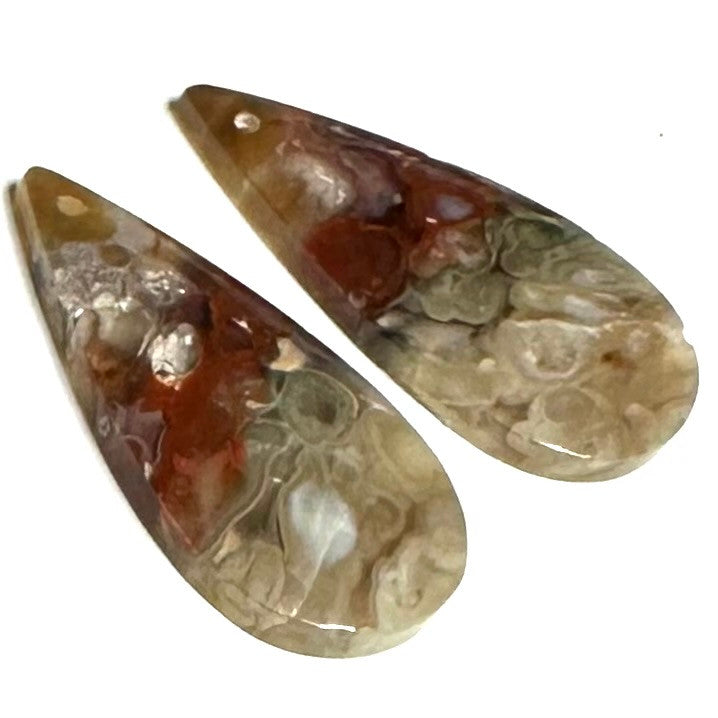 One of a Kind Plume Agate Earring/Pendant Pair-29 x 14mm (SP5208)