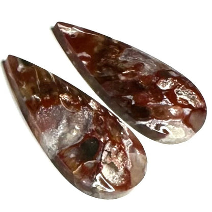 One of a Kind Plume Agate Earring/Pendant Pair-30 x 16mm (SP5209)