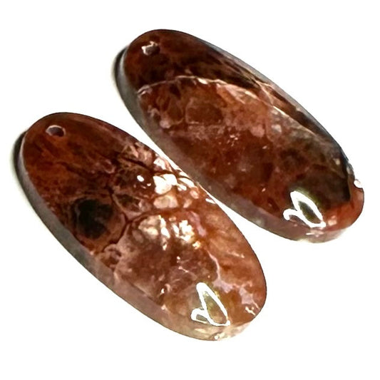 One of a Kind Plume Agate Earring/Pendant Pair-26 x 13mm (SP5210)