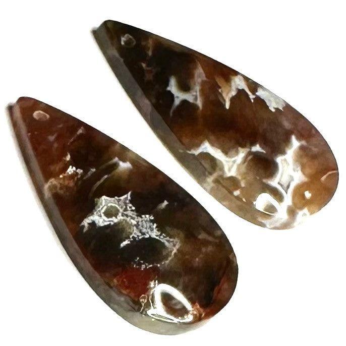 One of a Kind Plume Agate Earring/Pendant Pair-30 x 15mm (SP5214)