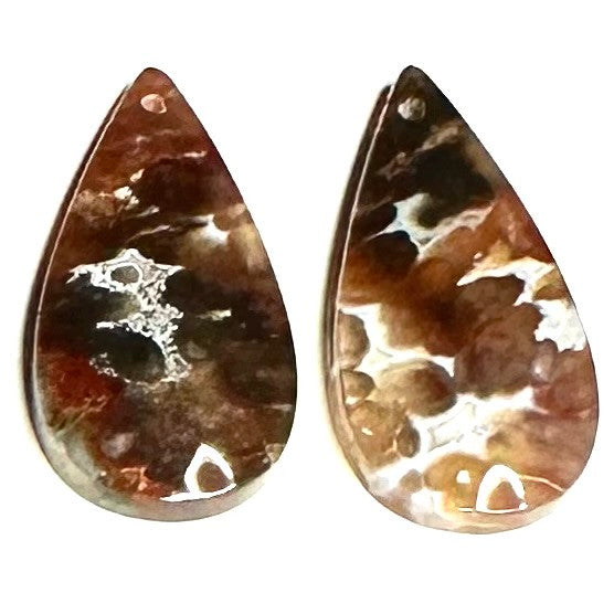 One of a Kind Plume Agate Earring/Pendant Pair-30 x 15mm (SP5214)