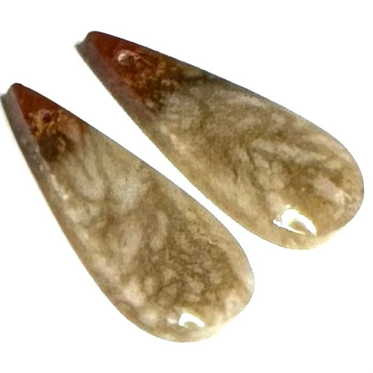 One of a Kind Plume Agate Earring/Pendant Pair 27 x 12mm (SP5216)