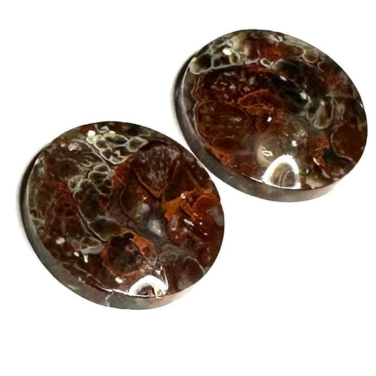 One of Kind Plume Agate Earring/Pendant Pair-21mm (SP5223)