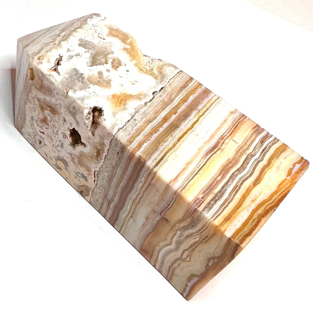 One of a Kind Crazy Lace Agate Druzy Stone Tower-3 3/4 x 1 1/2" (NC5227)