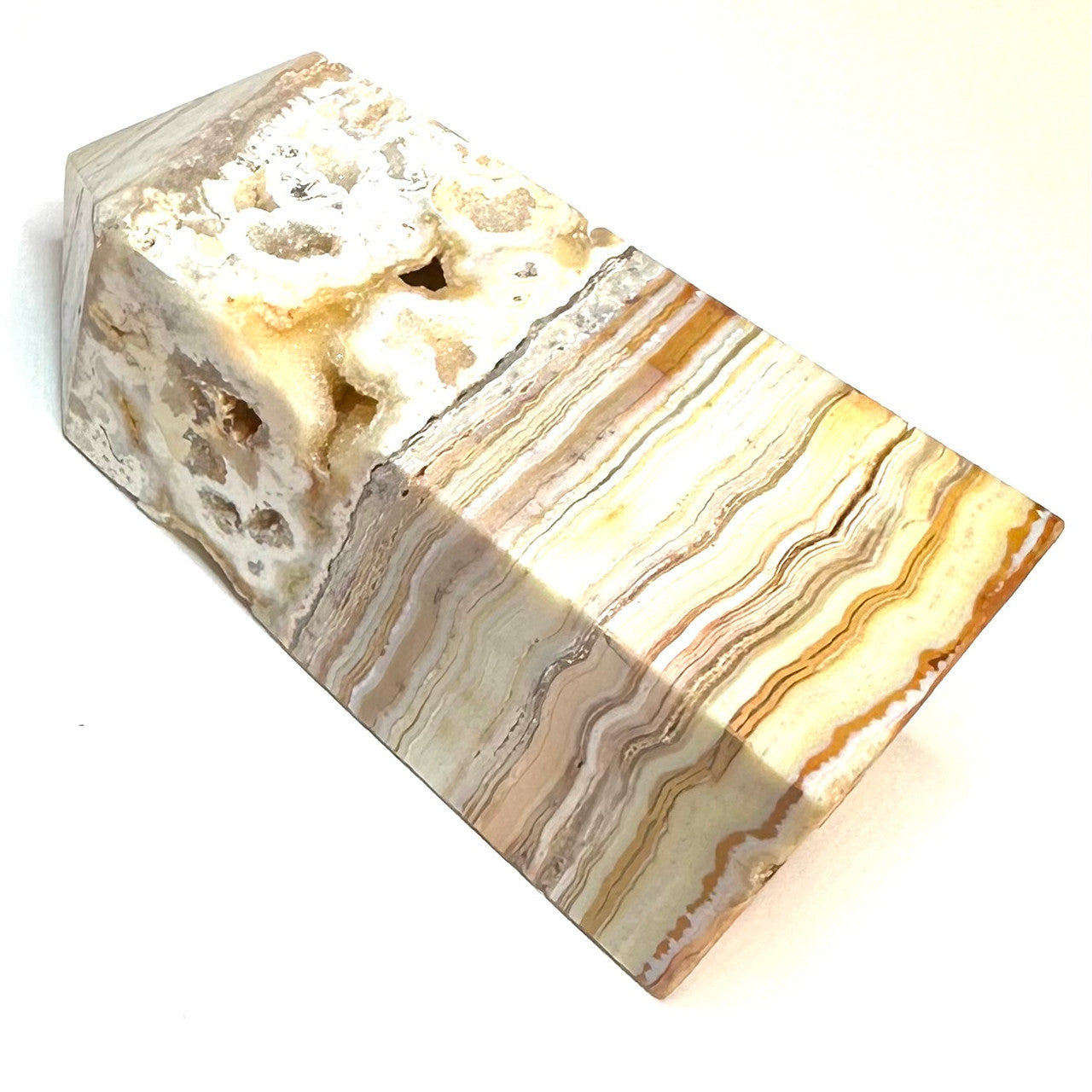 One of a Kind Crazy Lace Agate Druzy Stone Tower-3 3/4 x 1 1/2" (NC5227)